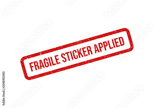 Bilde på lerret Red fragile sticker applied on package with warning label