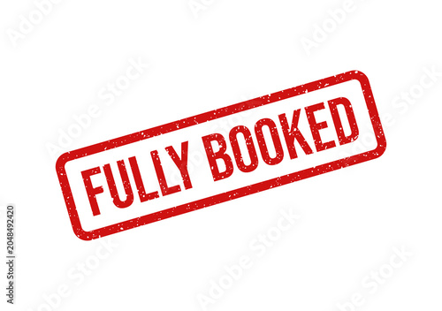 Red fully booked rectangular stamp with bold white text