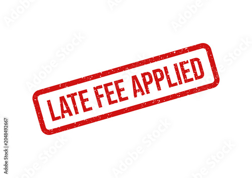 Εκτύπωση καμβά Red late fee applied stamp with bold white text