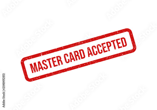 Fotografía Red mastercard accepted stamp on white background