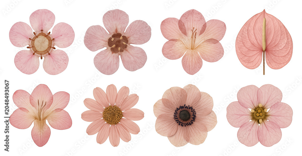 Fototapeta premium PNG Delicate pink floral collection, transparent background