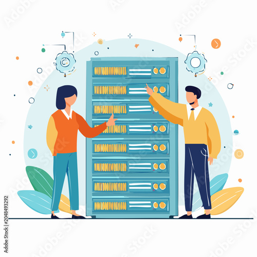 IT Professionals Working with Server Racks