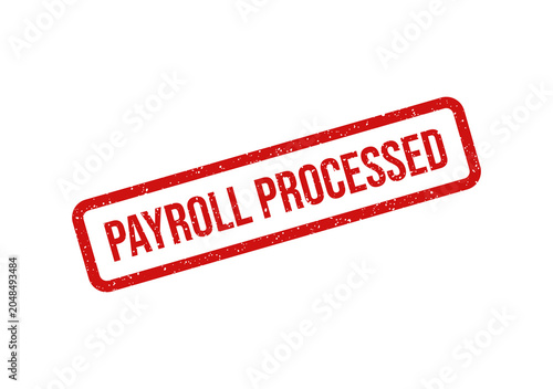 Red payroll processed stamp or badge with bold text
