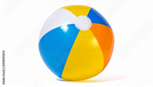 Colorful beach ball on a white background for summer vacation travel fun