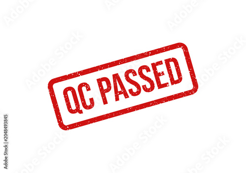 Red qc passed stamp on transparent background