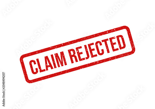Red rejection stamp with claim rejected text