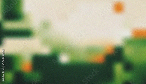 Tableau sur toile Abstract blurry green landscape with warm cream and orange tones evoking peacefu