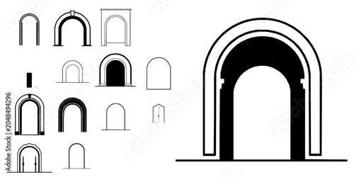 Foto Arch Doorway Architecture Icon - Minimal Black Flat Vector Symbol on Pure White