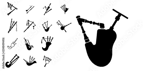 Photos Bagpipe Traditional Music Instrument Icon - Minimal Black Flat Vector Symbol on