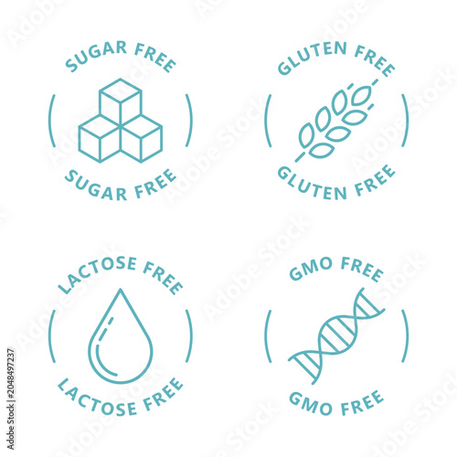 Food label set. White background.