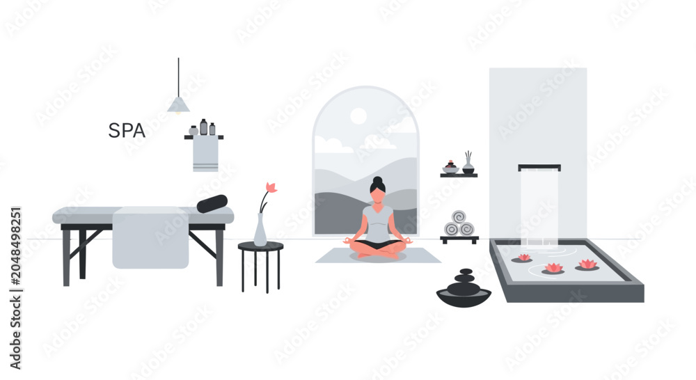 Fototapeta premium Serene Spa and Yoga Retreat: Wellness, Meditation, and Relaxation Scene
