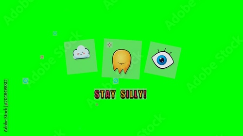 Vibrant Graphic Icons Featuring Cloud Lightbulb Eye on Green