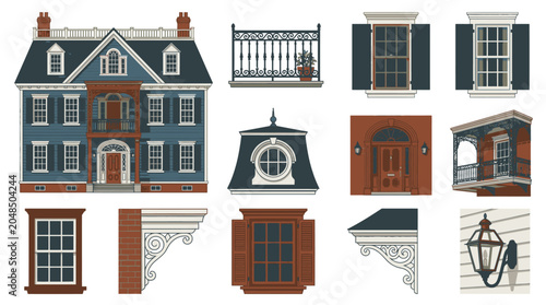 Detailed house architectural design elements.