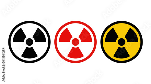 Fotografía Radiation Hazard Symbols – Universal Warning Icons Representing Nuclear Energy,