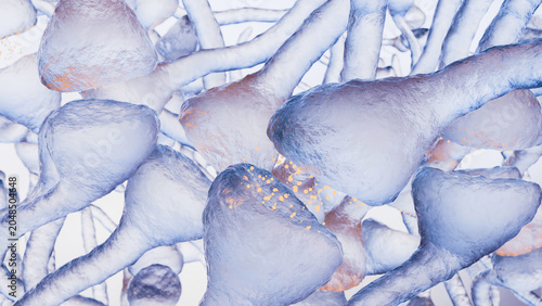 Canvas Print Neural Cells and Synaptic Connections Showing Brain Signal Transmission, Neuron