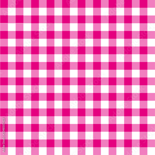 Magenta gingham check pattern background, cute seamless pastel grid texture