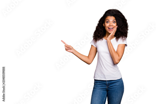 Tableau sur toile Omg black friday bargain! Funky impressed girl promoter indicate adverts promoti