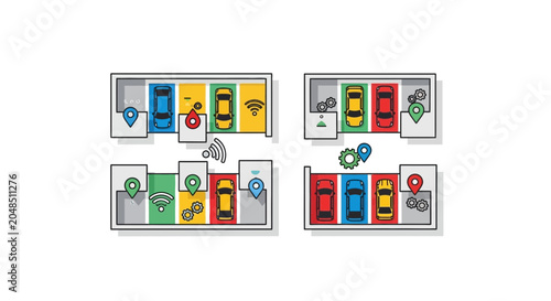 Cuadro en lienzo Smart Parking Lot Concept: Automated Navigation and Occupancy Detection