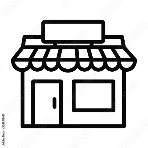 Storefront Icon with Awning and Signage for Retail Business and Local Shopping Concept Design