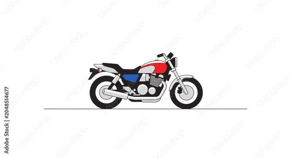 Obraz premium Retro Motorcycle Illustration - Classic Bike on White Background