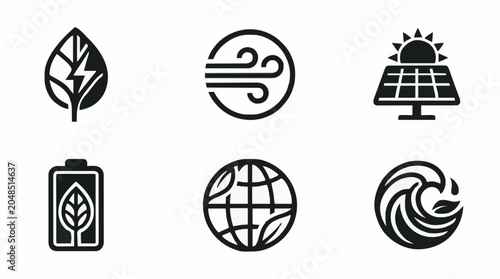 Photos Clean energy sources and renewable resource icon set