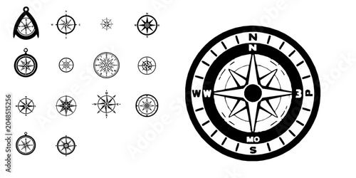 Cuadro en lienzo Compass Game Direction Tool Flat Vector Icon with Clean Lines on White Backgroun