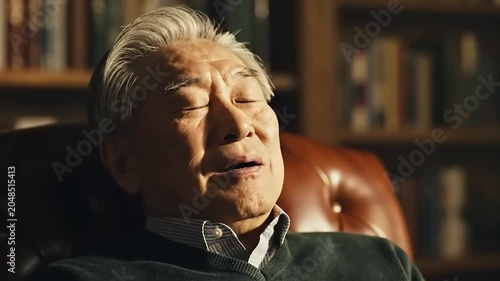 Thoughtful Senior Man Contemplating Lifes Journey in a Quiet Library Setting.