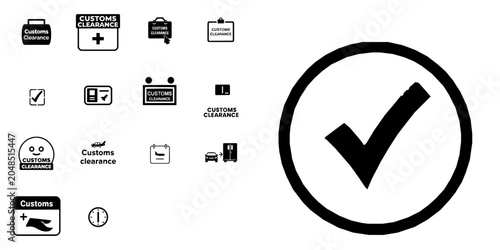 Tableau sur toile Customs Clearance Flat Vector Icon with Clean Lines on White Background