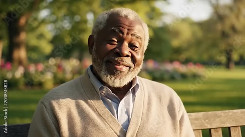 Thoughtful Senior Man Gesturing Outdoors in a Park Environment.