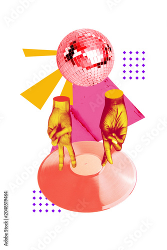 Canvastavla Composite trend artwork 3D sketch image photo collage of two hand stand two fing