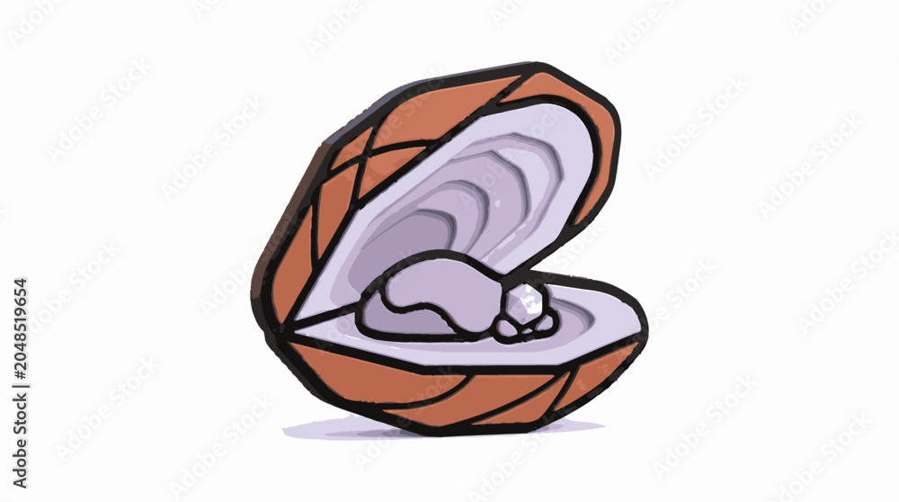 Obraz premium Elegant open seashell revealing a lustrous pearl, a symbol of natural beauty and hidden treasures