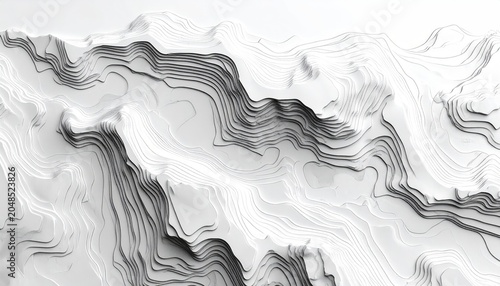 Layered white and grey abstract landform, clean contours