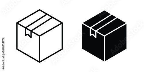 Foto Cardboard box icon collection in black vectors. Eps10 icons