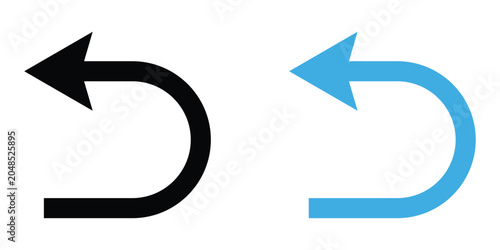 Foto Black and blue undo return arrow icons symbolizing previous action or refresh co