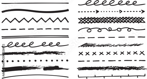 Collection of various hand drawn lines and strokes for design