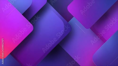 Abstract background with overlapping rounded square shapes in vibrant purple and blue gradient colors