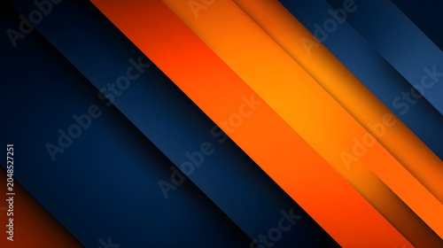Abstract background with diagonal orange and dark blue stripes, modern geometric design with layered paper effect