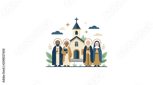 Konstfotografi Christian Saints and Church Illustration