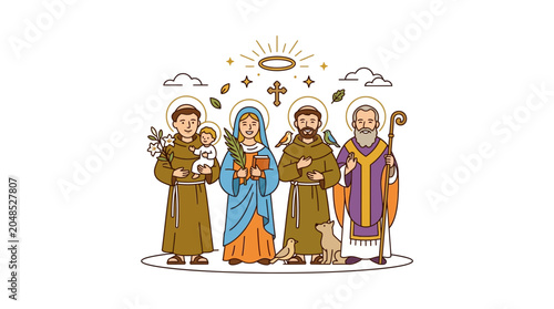 Εκτύπωση καμβά Christian Saints Religious Figures Iconography Illustration