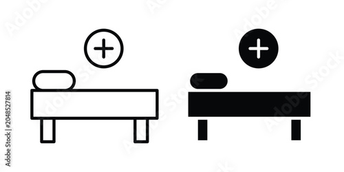 Tableau sur toile Hospital bed icon collection in black vectors. Eps10 icons