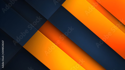 Abstract background with diagonal overlapping layers in dark blue and vibrant orange colors