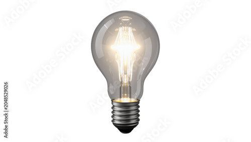 Bild auf Leinwand Isolated modern LED filament light bulb glowing brightly with warm light for energy and ideas