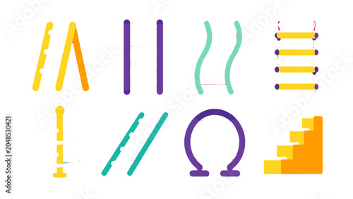 Foto Colorful playground climbing equipment icon set