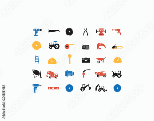 Set of colorful traffic and warning road signs icons