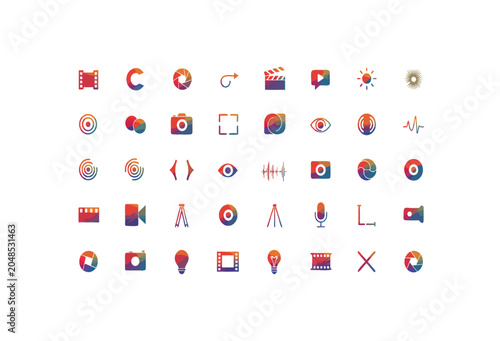 Flat colorful icons set of social media and communication tools