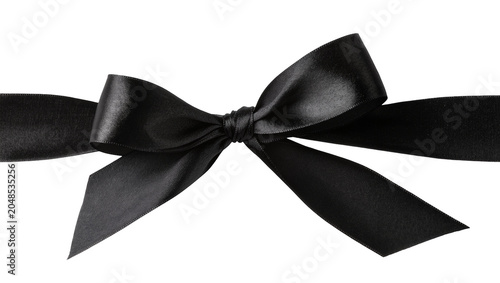 Foto Isolated elegant black satin gift bow and decorative ribbon for presents and celebrations design