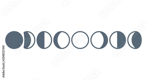 Bild auf Leinwand Minimal lunar phase sequence icons illustration.