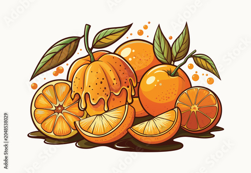 Fresh oranges with vibrant autumn leaves background