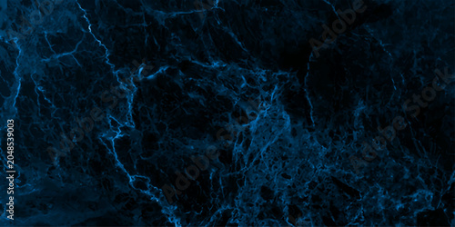 Cuadro en lienzo A close-up macro shot showcases the intricate, abstract patterns of dark blue marble, highlighting its natural veining and polished texture