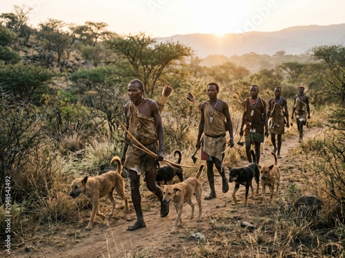 Hadzabe tribe lifestyle hunters gatherers showcasing traditional indigenous culture ancestral survival skills and daily life near Lake Eyasi in Tanzania